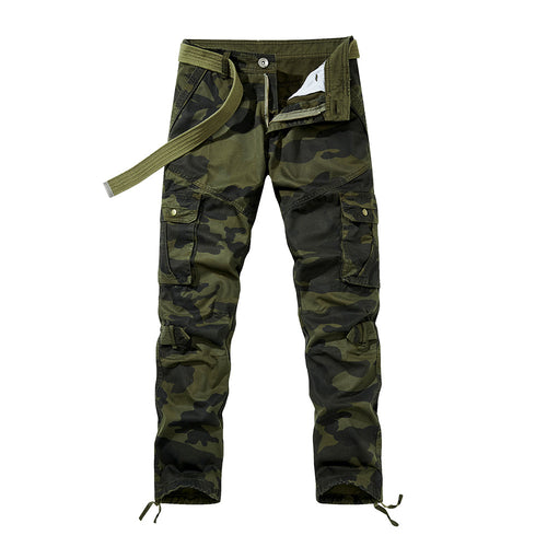 Herren Cargohose im Slim-Fit mit verstärkten Knien Multifachtaschen und Stoffgürtel Drune