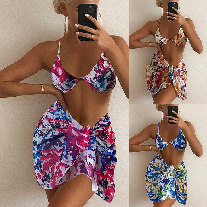 Damen Bikini-Set mit verstellbaren Trägern und modischem Wickelrock Drune