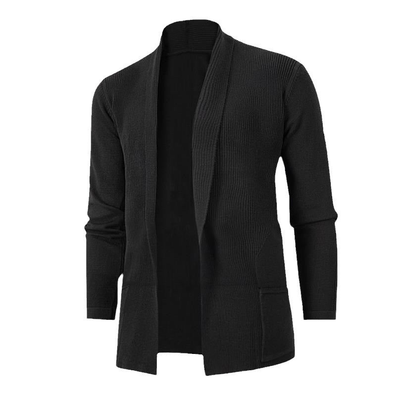 Herren lässige Strickjacke mit offenem Kragen und elegantem Rippdesign Drune