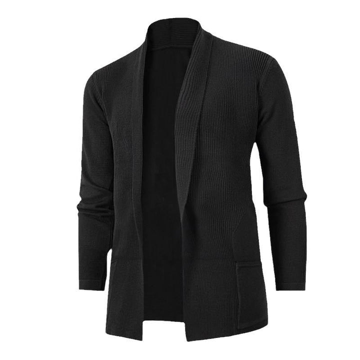Herren lässige Strickjacke mit offenem Kragen und elegantem Rippdesign Drune