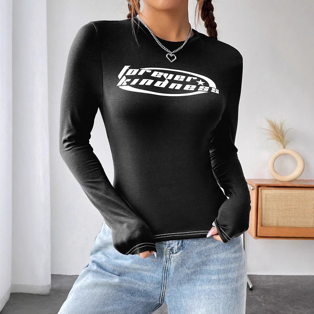 Damen Langarmshirt mit hochwertigem Print und figurbetontem Schnitt Drune