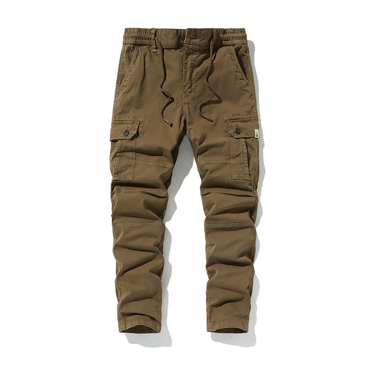 Herren Strapazierfähige Canvas-Cargohose mit ergonomischen Kniefalten, Tunnelzugbund und aufgesetzten Klapptaschen Drune