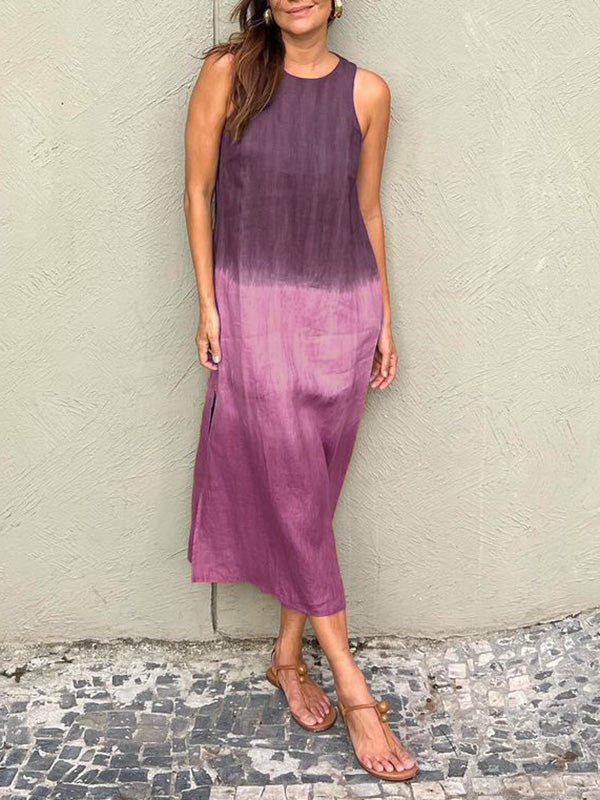 Drune | Lässiges Baumwoll-Leinen Ärmelloses Gradient-Kleid