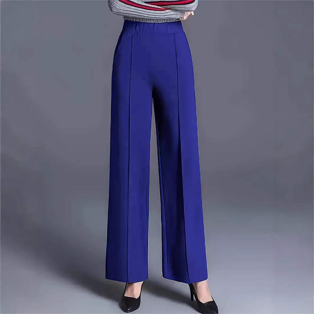 Damen Elegante hochtaillierte Palazzo-Hose mit Bügelfalte und weitem Bein Drune