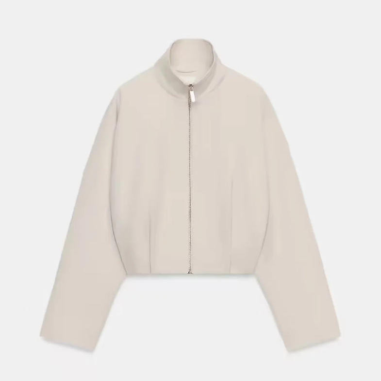 Damen Cropped schmal taillierte Blousonjacke mit Stehkragen und cleanem Schnitt Drune