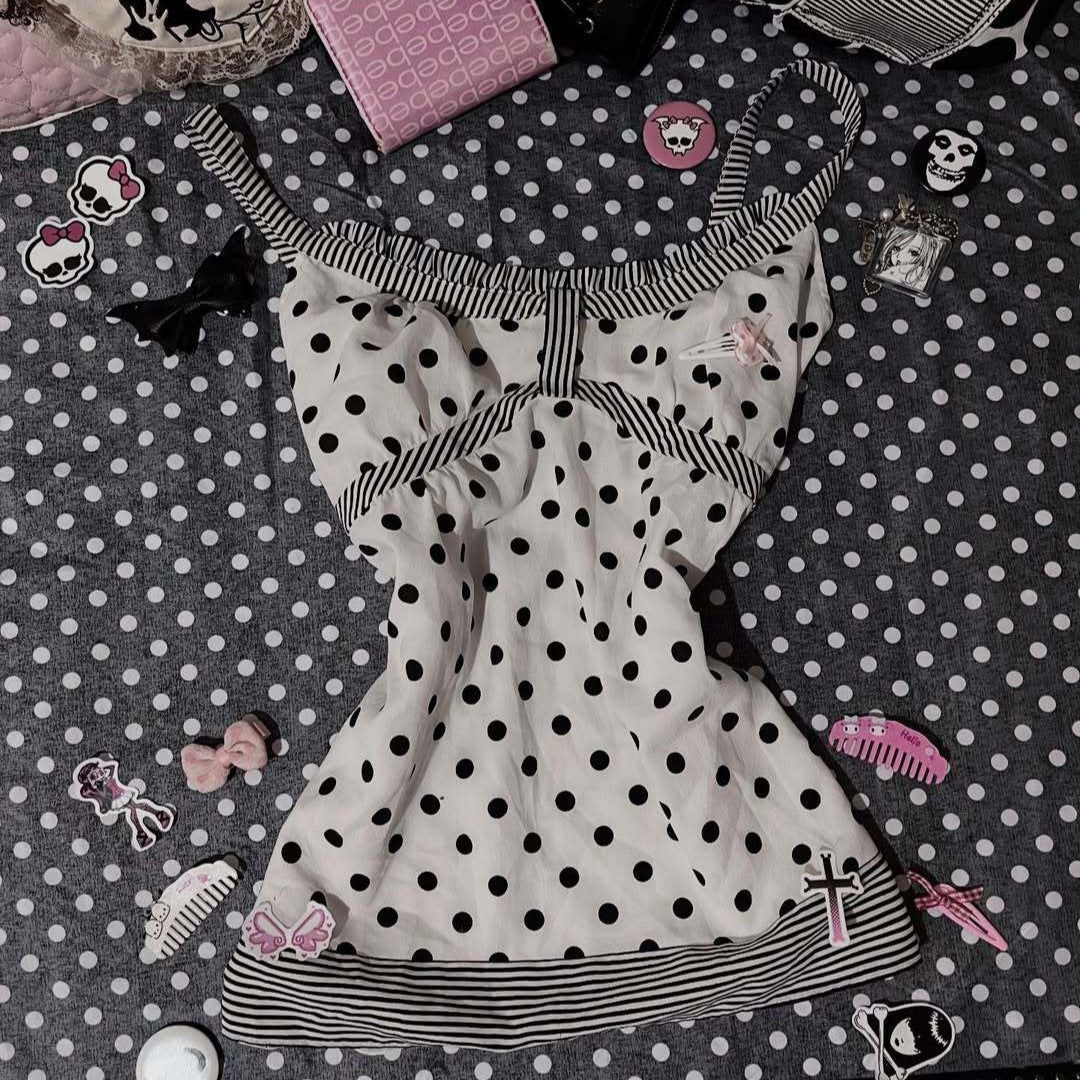 Damen Charmantes Polka-Dots Top Drune