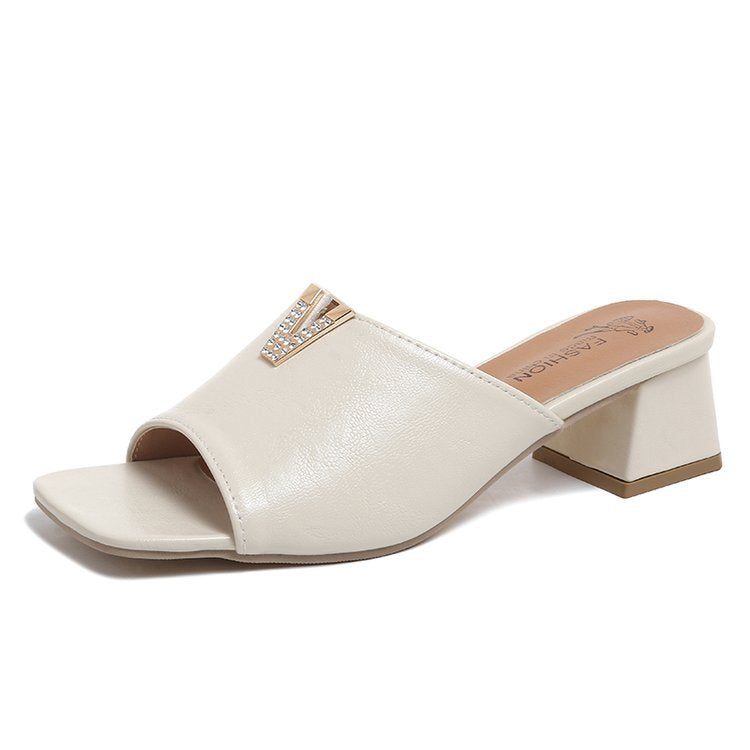 Damen elegante Pantoletten mit Schmuckdetails Drune