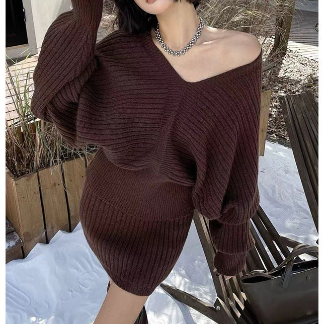 Damen Modischer Pullover Kleid Drune