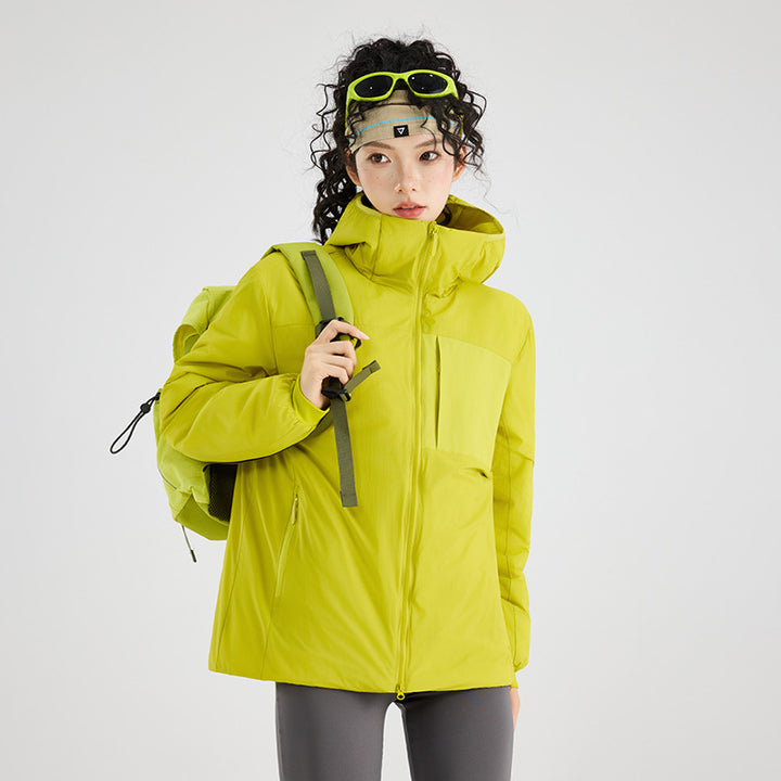 Damen Isolierte Outdoor-Steppjacke mit Kapuze, Brustpasse und elastischen Bündchen Drune
