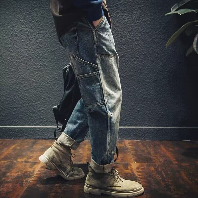 Herren Lässige Cargo-Jeans mit kreativen Details Drune