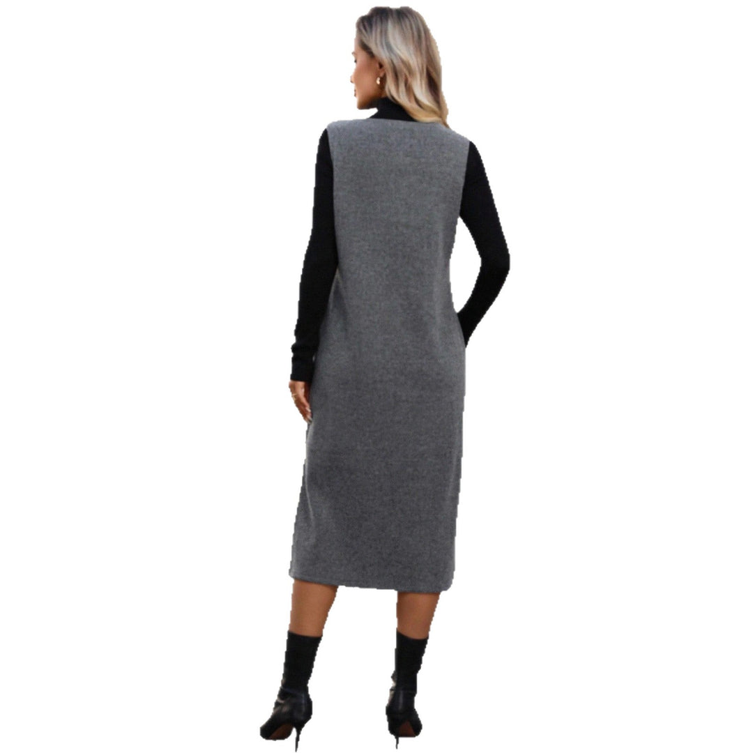 Damen Ärmelloses Wollmix-Midikleid mit tiefem V‑Ausschnitt und geradem Schnitt Drune
