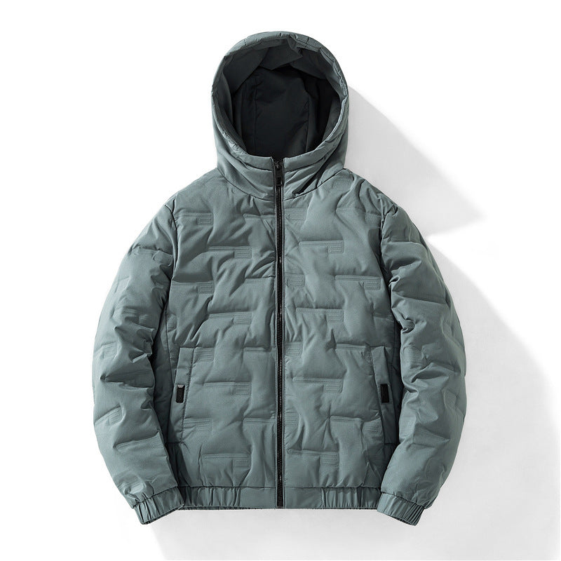 Herren nan isolierende Kapuzen-Steppjacke mit geprägtem Quadratmuster und elastischen Bündchen Drune