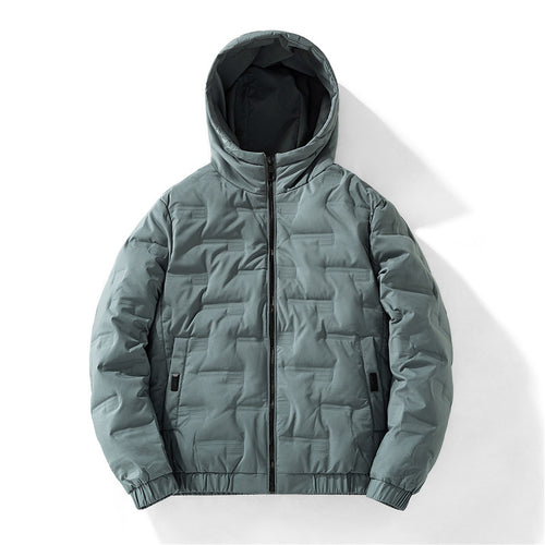 Herren nan isolierende Kapuzen-Steppjacke mit geprägtem Quadratmuster und elastischen Bündchen Drune