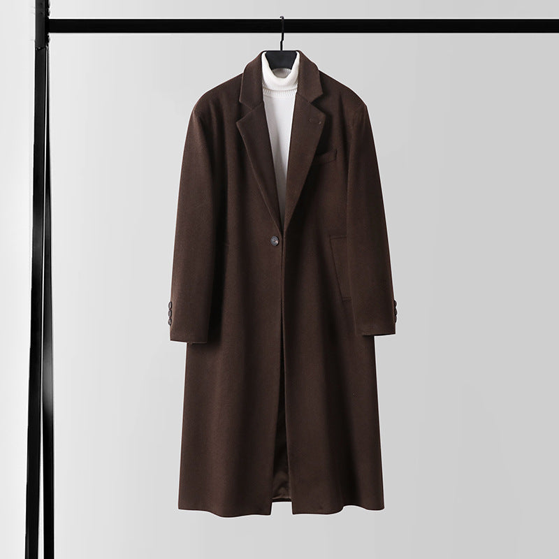 Herren Taillierter Wollmix-Longcoat mit Schalkragen und Ein-Knopf-Verschluss Drune