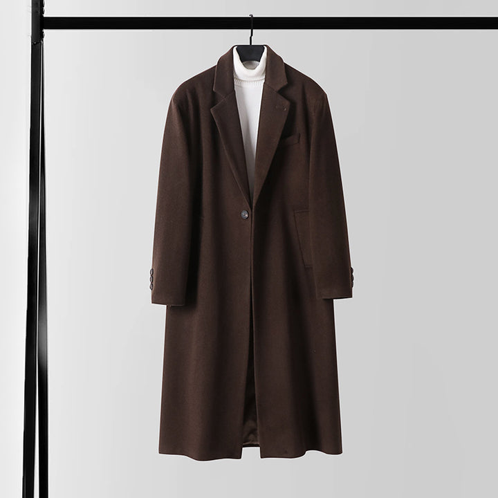 Herren Taillierter Wollmix-Longcoat mit Schalkragen und Ein-Knopf-Verschluss Drune
