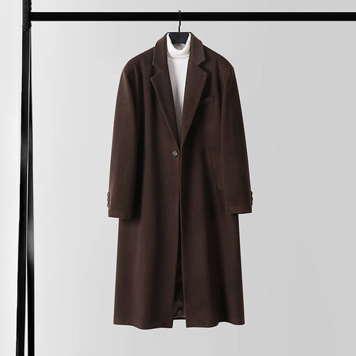 Herren Taillierter Wollmix-Longcoat mit Schalkragen und Ein-Knopf-Verschluss Drune