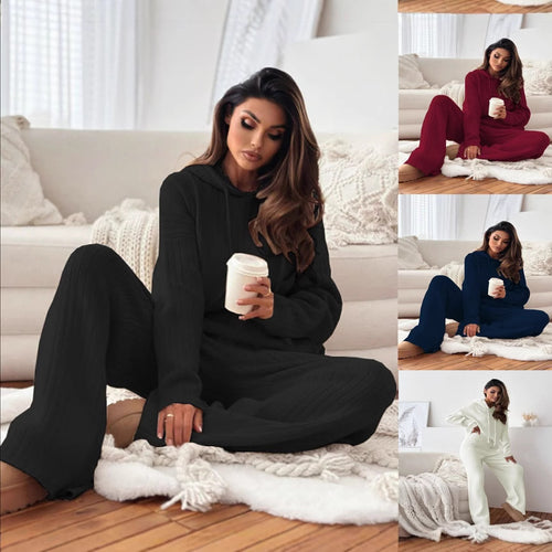 Damen Strickanzug mit Kapuze und weichem Material Drune