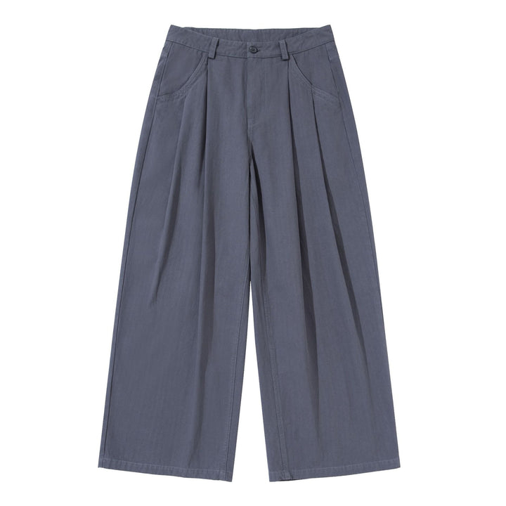 Damen Weite Bundfalten-Culottehose mit hohem Bund und tiefen Eingrifftaschen Drune