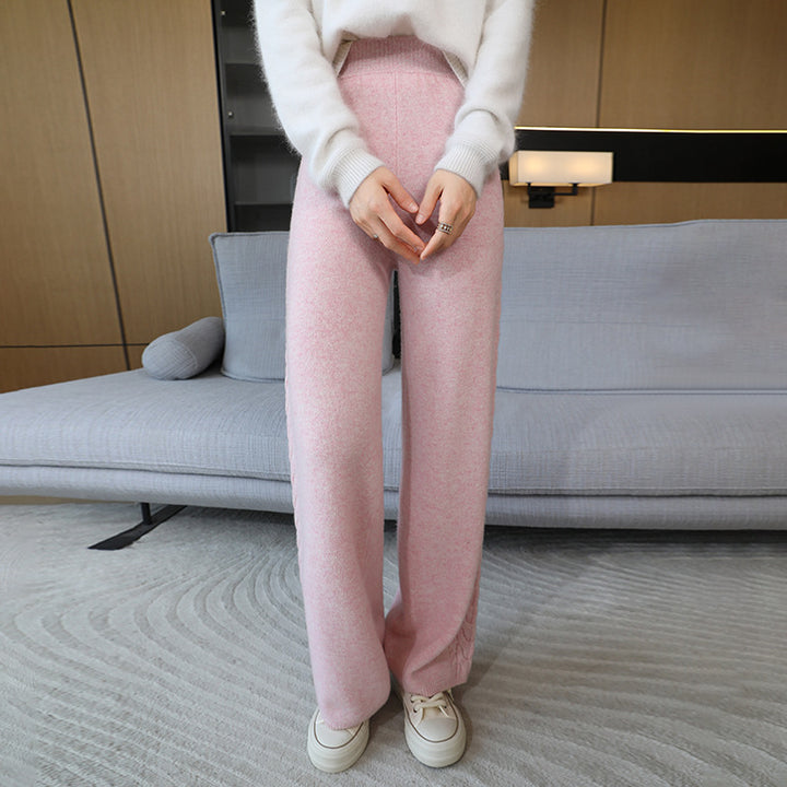 Damen Elegante Strickhose mit Zopfmuster Drune