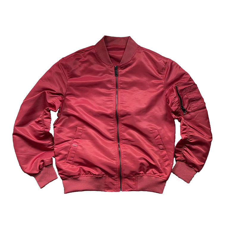 Herren nan leichte Nylon-Bomberjacke mit Ärmel-Reißverschlusstasche und elastischen Bündchen Drune