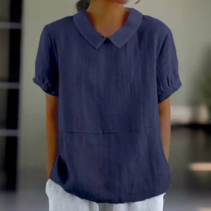 Damen Bio-Leinen Bluse mit Kragen Drune