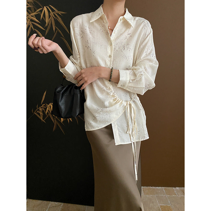 Damen Elegantes Blusenshirt mit Wickeldesign und floralem Muster Drune