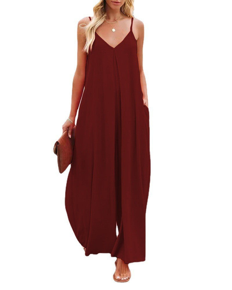 Damen Maxikleid mit schmalen Spagettiträgern und luftiger A-Linien-Silhouette Drune
