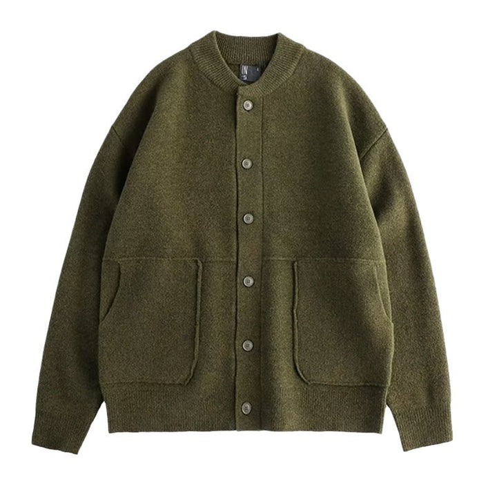 Herren Modische Strickjacke mit Knopfleiste und Taschen Drune