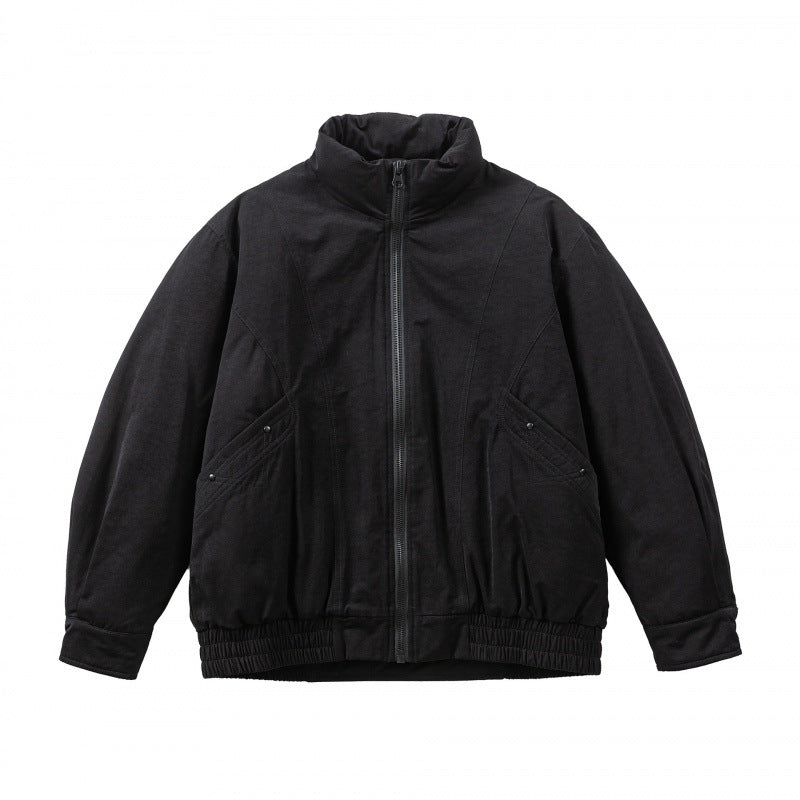 Herren Oversized Bomberjacke aus Veloursleder‑Optik mit hohem Stehkragen und elastischem Saum Drune