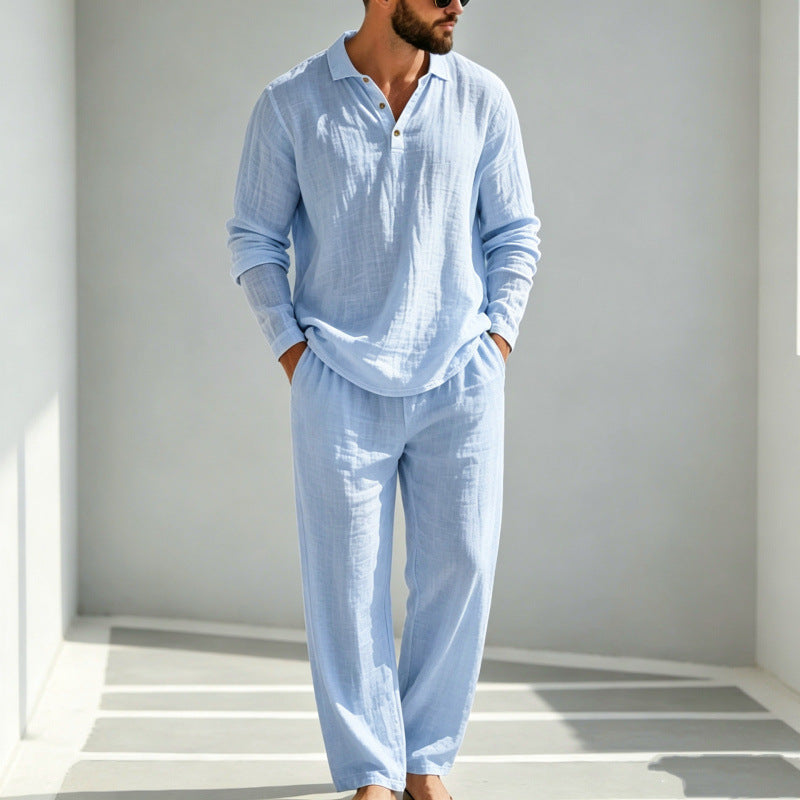 Herren Lässiger Leinen Pyjama Drune