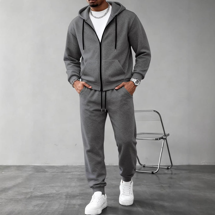 Herren nan zweiteiliges Jogginganzug-Set mit durchgehendem Reißverschluss Kapuzenjacke und taillierter Jogginghose Drune