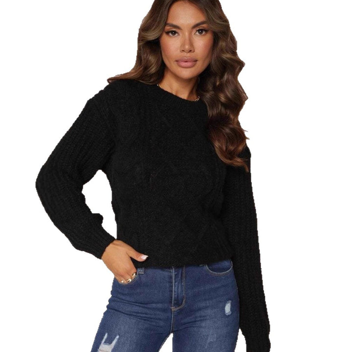 Damen Grobstrickpullover mit romantischem Zopfdesign und weiten Ärmeln Drune