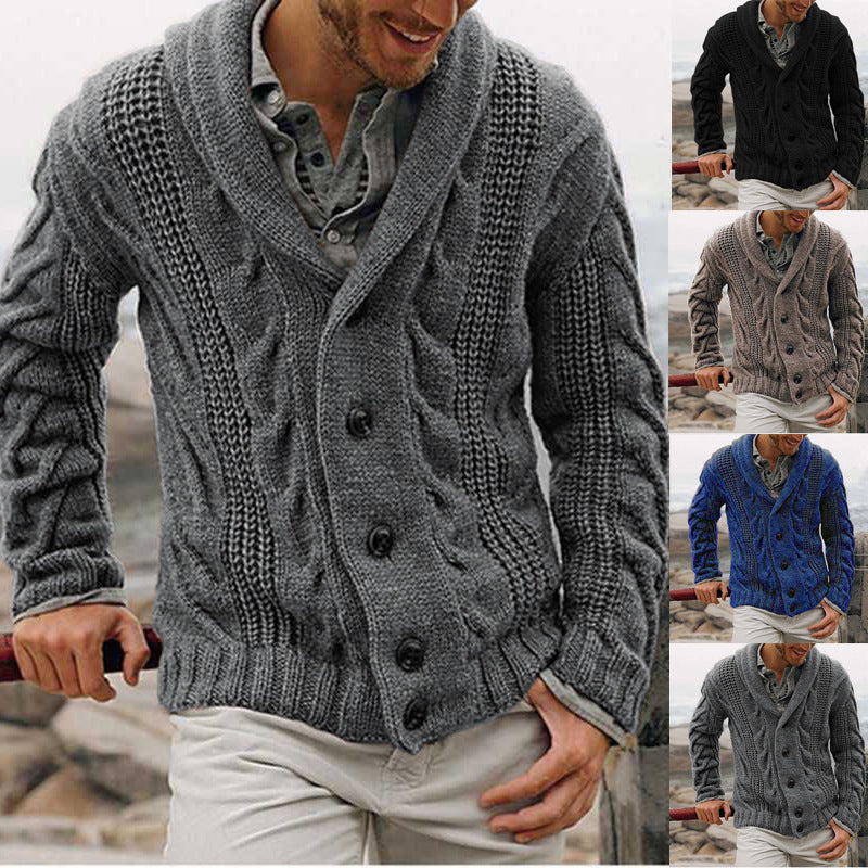 Herren nan grobstrick Cardigan mit Schalkragen und Zopfmuster Drune