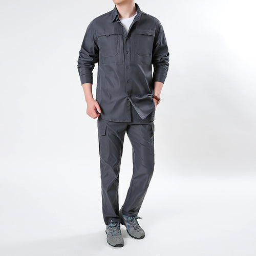 Herren nan leichtes Ripstop-Cargo-Hemd mit passender Cargohose Set für Outdoor und Trekking Drune