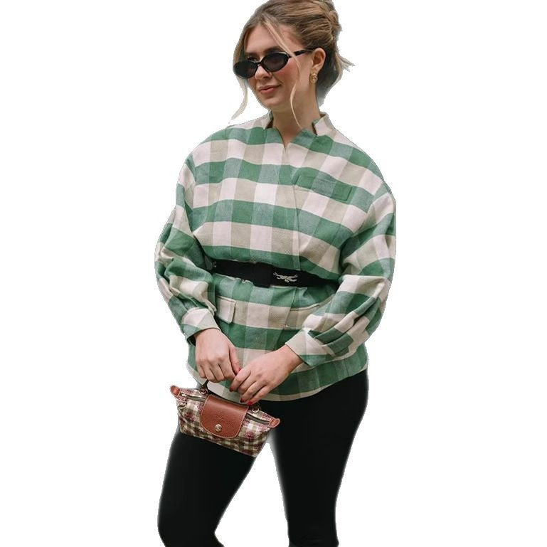 Damen Oversized Karomantel Drune