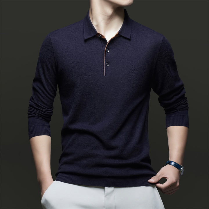 Herren Langarm-Polohemd mit strukturiertem Design und eleganter Passform Drune