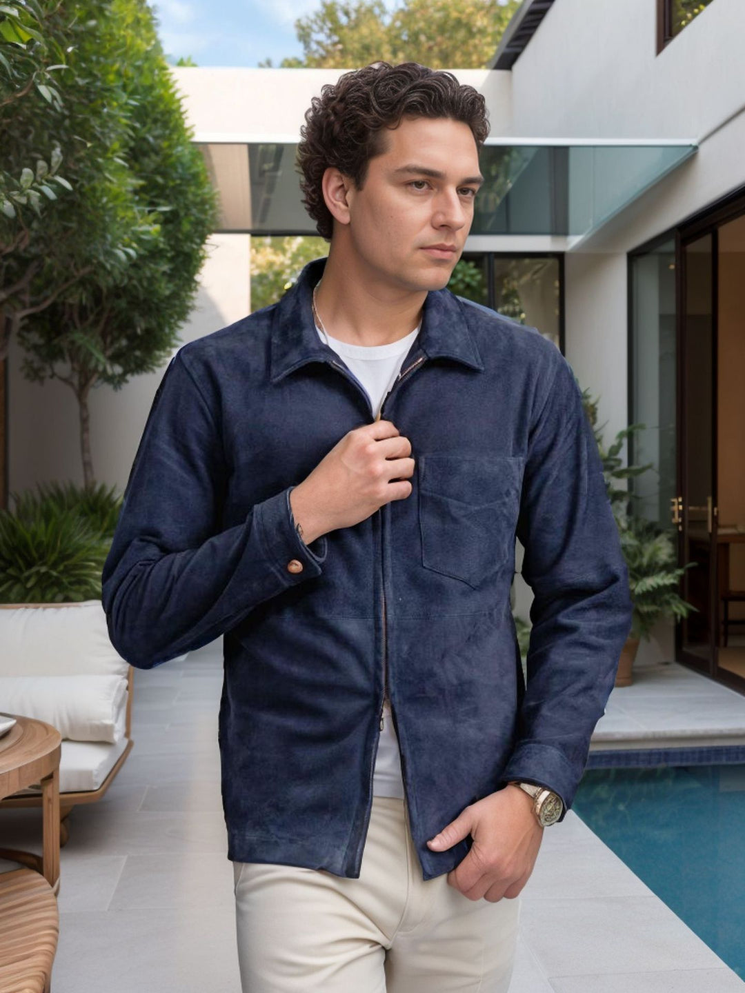 Herren Suede-Jacke im minimalistischen Design Drune