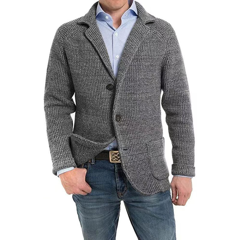 Herren Strukturstrick Sakko-Blazer mit aufgesetzten Taschen Drune