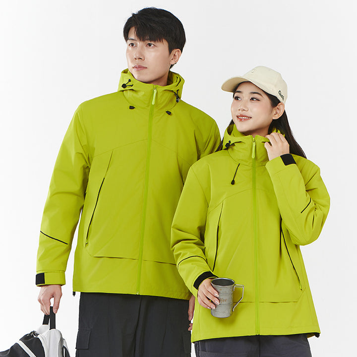 Damen Leichte wind- und wasserabweisende Softshell-Trekkingjacke mit verstellbarer Kapuze Drune