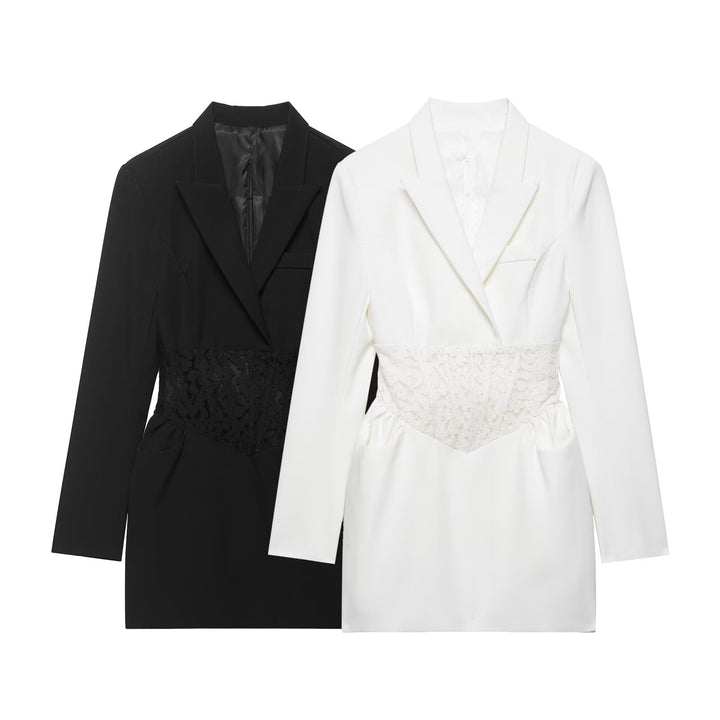 Damen Tailliertes Blazerkleid mit eingearbeiteter Spitzen‑Korsage Drune