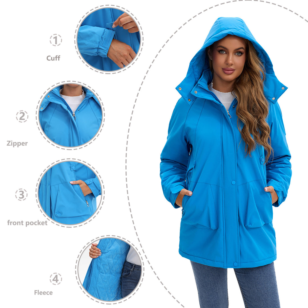 Damen nan taillierter Parka mit Kapuze, verdecktem Reißverschluss und praktischen Reißverschlusstaschen Drune