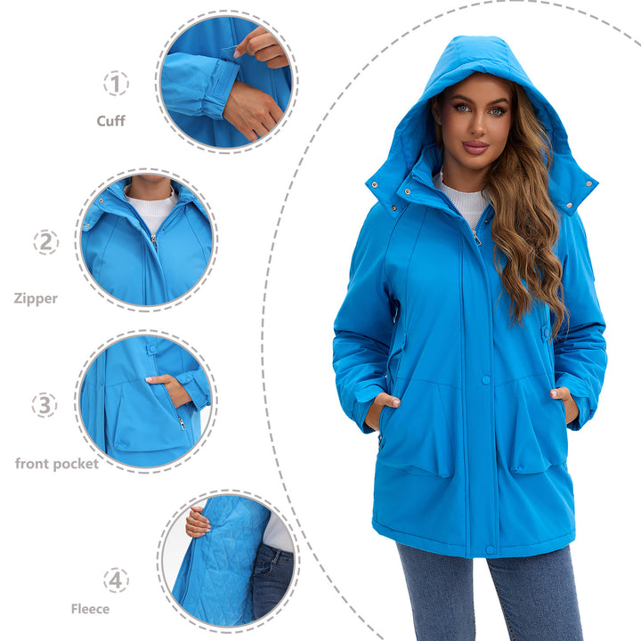 Damen nan taillierter Parka mit Kapuze, verdecktem Reißverschluss und praktischen Reißverschlusstaschen Drune