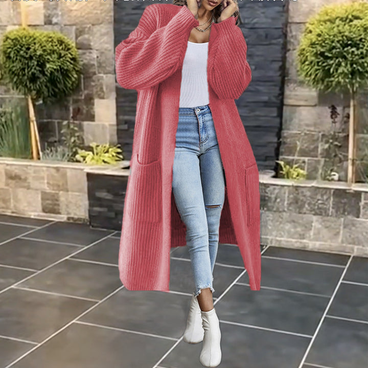 Damen Eleganter und bequemer Strickmantel mit tiefen Taschen Drune