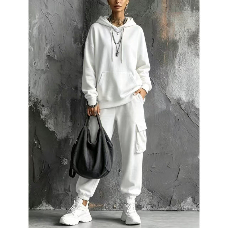 Damen Oversize Hoodie- und Cargo-Jogger-Set aus French Terry Drune