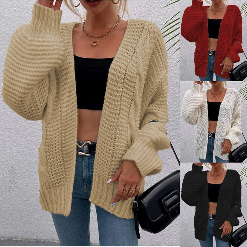 Damen Grobstrick Cardigan mit seitlichen Taschen und lässiger Passform Drune