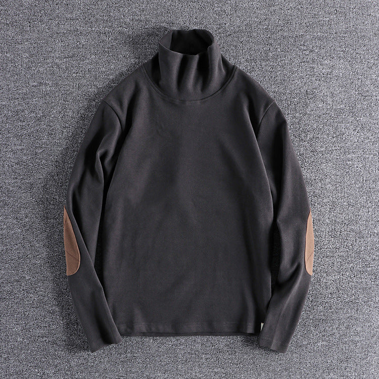 Herren Stehkragenpullover aus hochwertigem Fleece mit kontrastierenden Ellbogenpatches Drune
