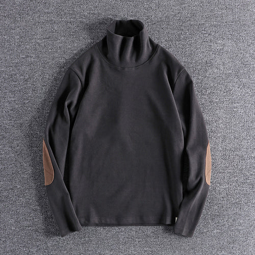 Herren Stehkragenpullover aus hochwertigem Fleece mit kontrastierenden Ellbogenpatches Drune