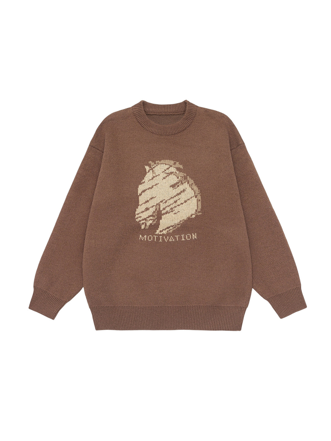 Damen Oversize-Strickpullover mit Intarsienmotiv und Rundhalsausschnitt Drune