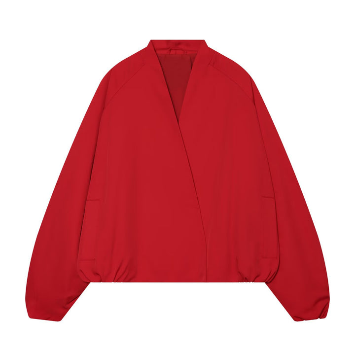 Damen Oversized Bomberjacke mit Schalkragen, Raglanärmeln und elastischem Saum Drune