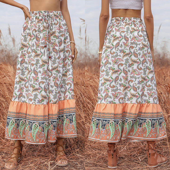 Damen Maxi-Rock mit buntem Paisleymuster Drune